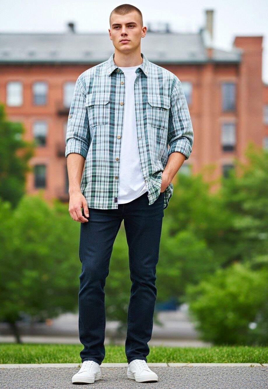 Duluth Trading Co Armachillo Cooling Plaid Shirt Mens XL Long Sleeve Green